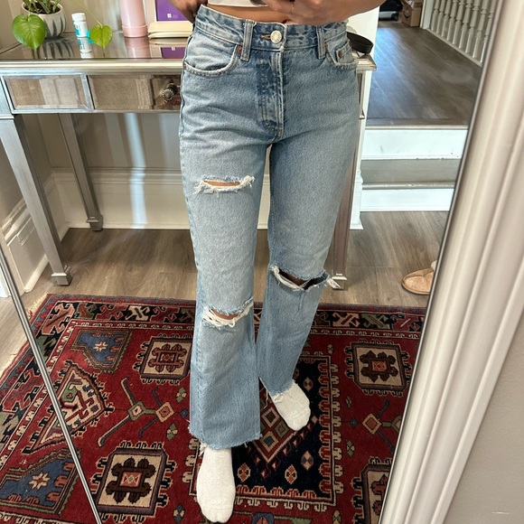 Zara Denim - Zara ripped wide leg jeans